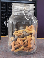Dog treat jar at the entrance to the castle